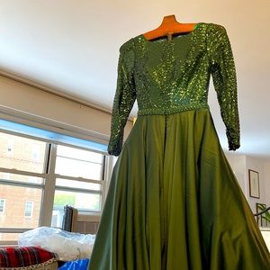 Beautiful deep green mini dress and gown